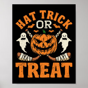 Hat Trick Or Treat Ice Hockey Player Halloween Cos Poster