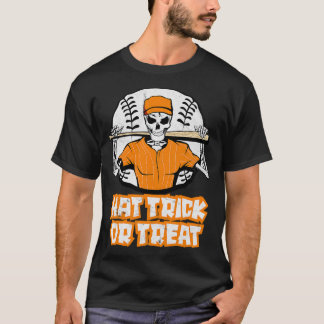 Hat Trick or Treat Skeleton Baseball Halloween Cos T-Shirt