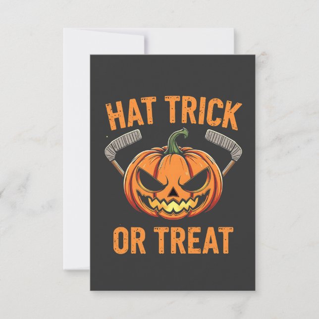 Hat Trick or Treat Spooky Halloween ice Hockey   Invitation (Front)