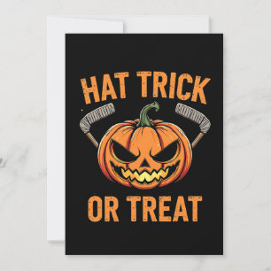 Hat Trick or Treat Spooky Halloween ice Hockey Invitation