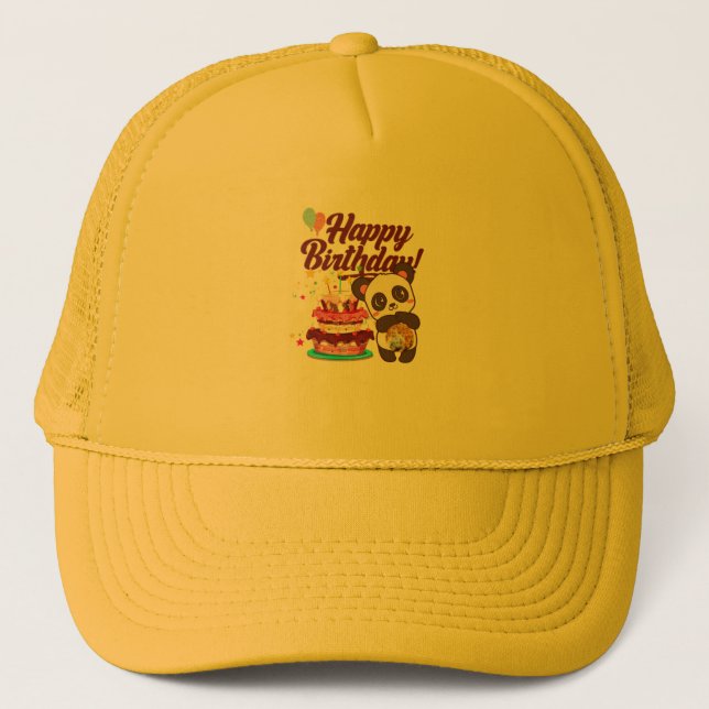 Hat with Happy Birthday and Cake  (Front)