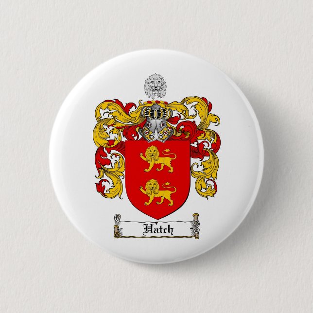 HATCH FAMILY CREST -  HATCH COAT OF ARMS 2 INCH ROUND BUTTON (Front)