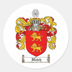 HATCH FAMILY CREST -  HATCH COAT OF ARMS CLASSIC ROUND STICKER