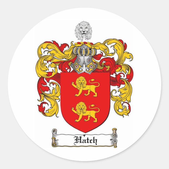 HATCH FAMILY CREST -  HATCH COAT OF ARMS CLASSIC ROUND STICKER (Front)