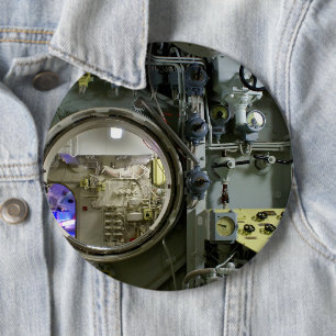 hatch on an old retro submarine 6 inch round button