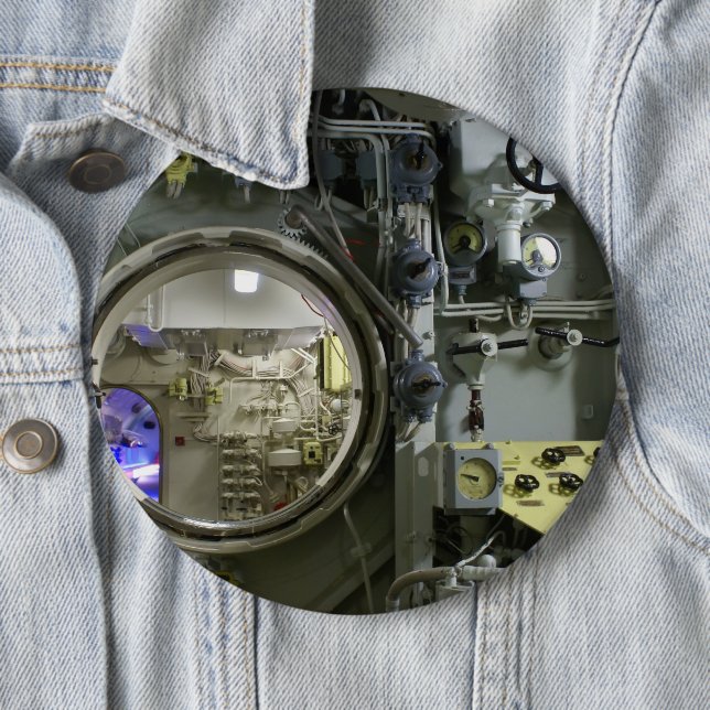 hatch on an old retro submarine 6 inch round button (In Situ)