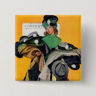 Hatcheck Girl 2 Inch Square Button