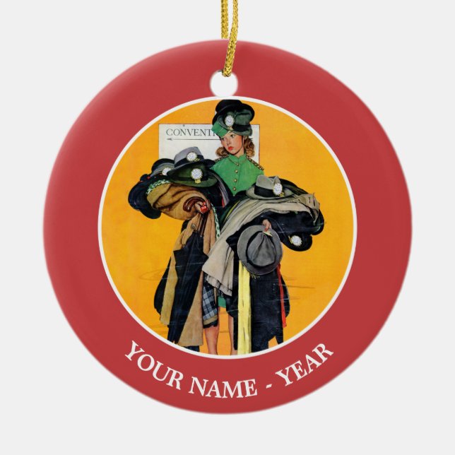 Hatcheck Girl Ceramic Ornament (Front)