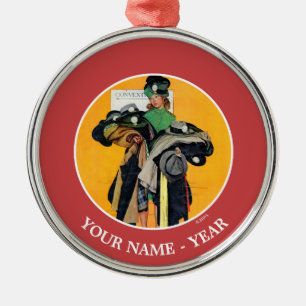 Hatcheck Girl Metal Ornament