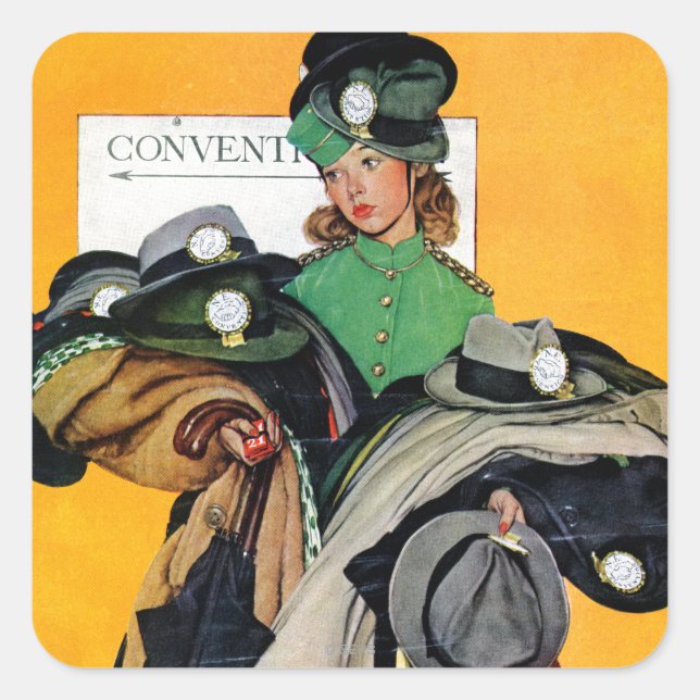 Hatcheck Girl Square Sticker (Front)