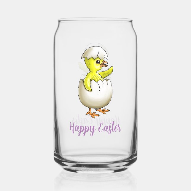 Hatched Easter Chicken Can Glass (Front)
