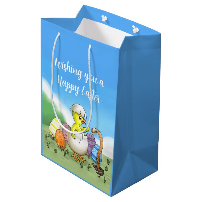 Hatched Easter Chicken Medium Gift Bag (Back Angled)