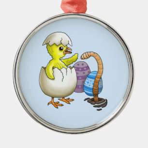 Hatched Easter Chicken Metal Ornament