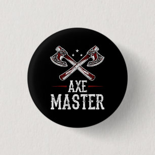 Hatchet Axe Throwing Lumberjack Axe Master 1 Inch Round Button