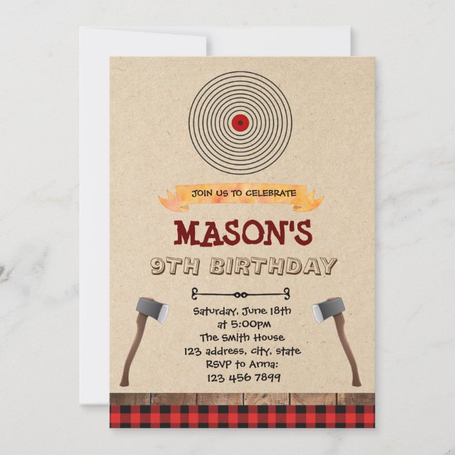 Hatchet throwing party invitation (Front)