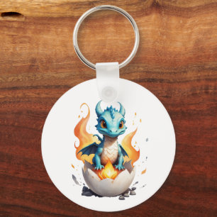 Hatching Baby Dragon Kids Fantasy Keychain