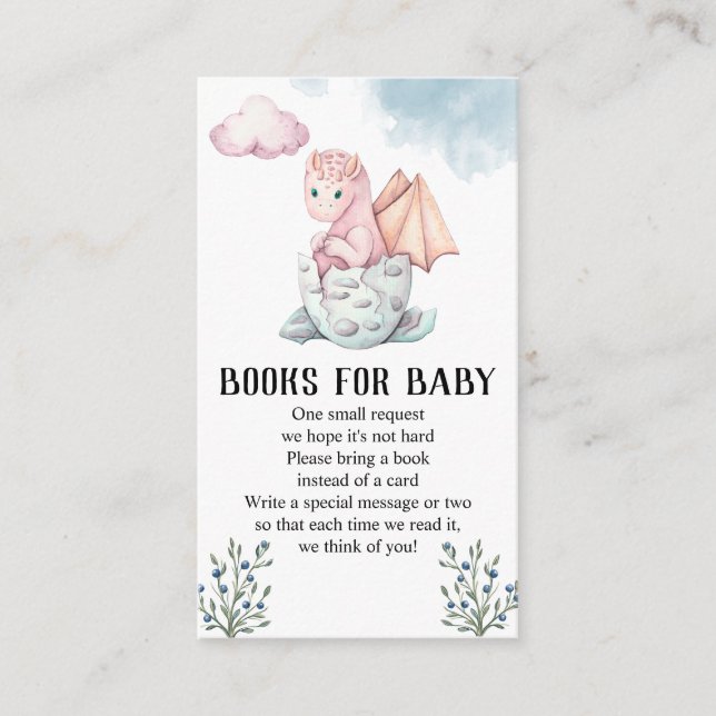 Hatching Dragon Baby Shower Books For Baby   Enclosure Card (Front)