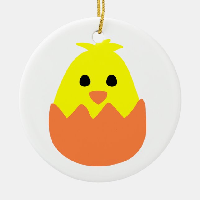 Hatching Easter Chick Ceramic Ornament (Front)