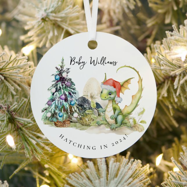 Hatching in 2024 | Baby Dragon Eggs Zodiac Metal Ornament (Insitu)