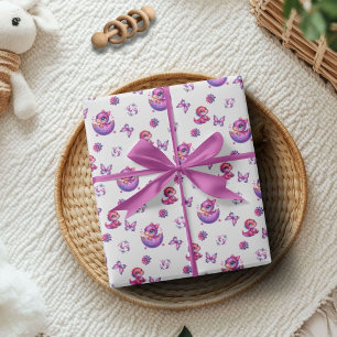 Hatching Soon Baby Cute Dinosaur Baby Shower Wrapping Paper