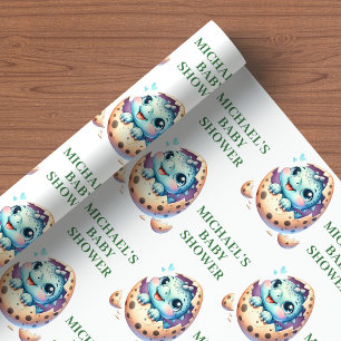 Hatching Soon Baby Dino Cute Shower Wrapping Paper