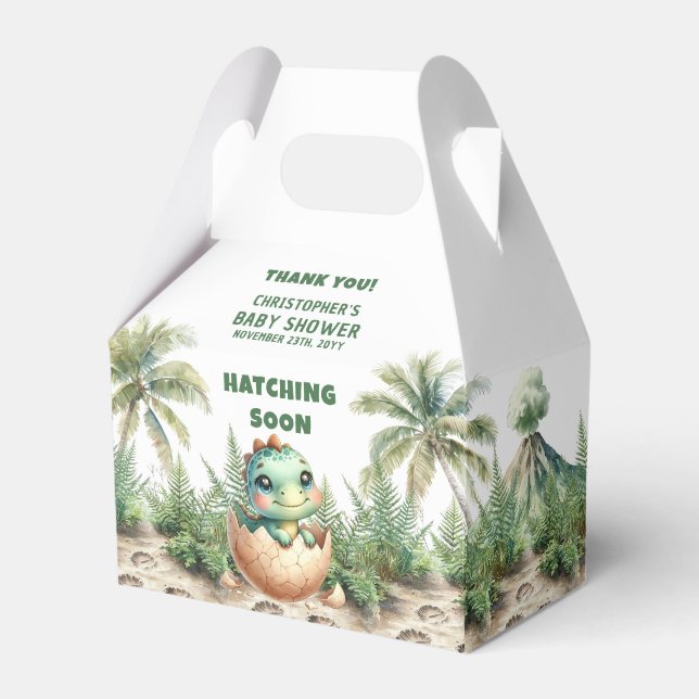 Hatching Soon Cute Dinosaur Baby Boy Favour Box (Front Side)