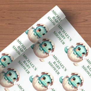 Hatching Soon Dino Egg Baby Shower Wrapping Paper