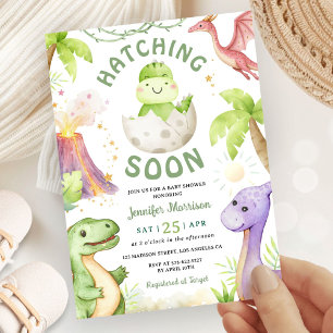 Hatching Soon Dinosaur Baby Shower Gender Neutral Invitation