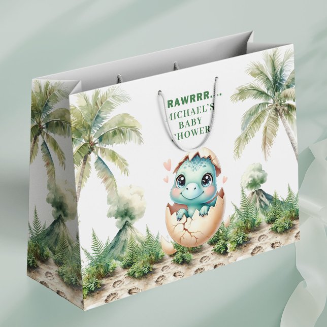 Hatching Soon Dinosaur Baby Shower Gift Bag (Hatching Soon Dinosaur Baby Shower Gift Bag)