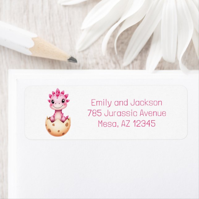 Hatching Soon Dinosaur Baby Shower Return Address (Insitu)