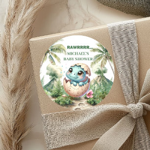 Hatching Soon Dinosaur Baby Shower Stickers