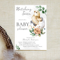 Hatching soon little bird inside egg baby shower