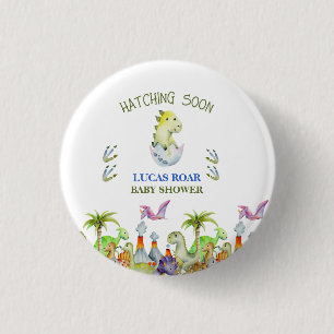 Hatching Soon roar baby shower 1 Inch Round Button