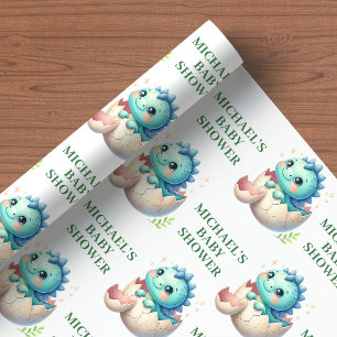 Hatching Soon Shower Wrapping Paper Baby Dino Them