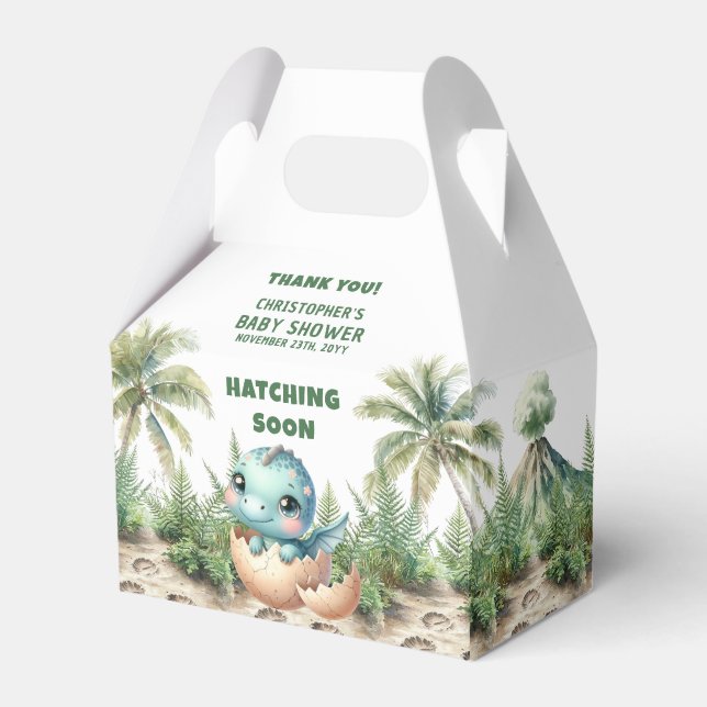 Hatching Soon Watercolor Baby Boy Favour Box (Front Side)