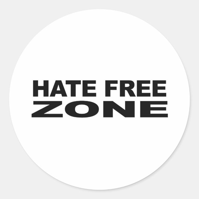 Hate Free Zone 2 Classic Round Sticker (Front)