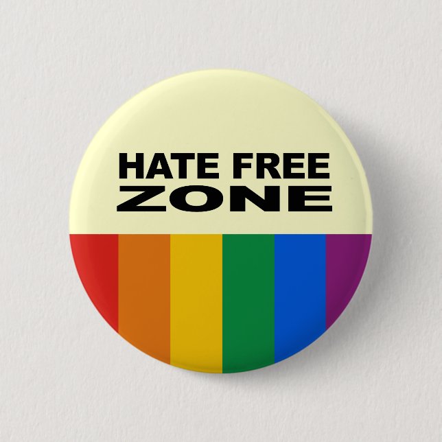 Hate Free Zone 2 Inch Round Button (Front)