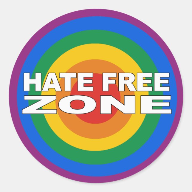 Hate Free Zone Classic Round Sticker (Front)