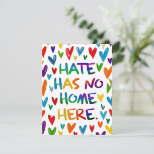 Hate Has No Home Here Colorful Heart Statement Art Card