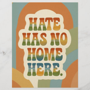 Hate Has No Home Here Retro Rainbow Letterhead