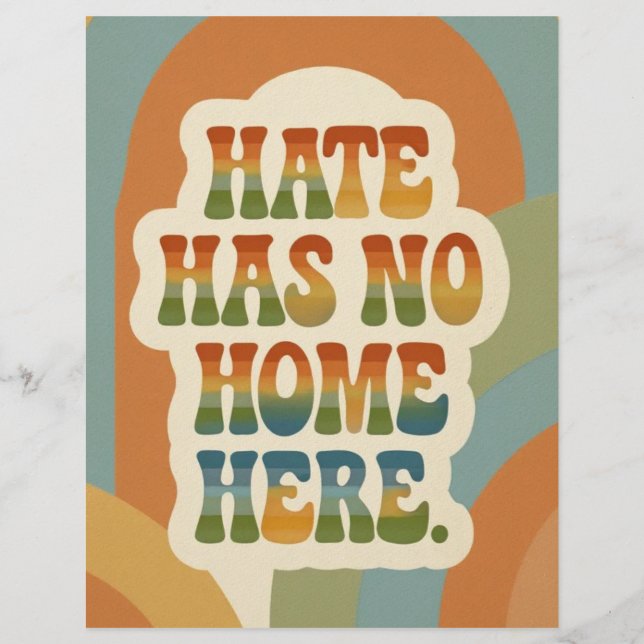 Hate Has No Home Here Retro Rainbow  Letterhead (Front)