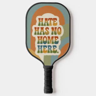 Hate Has No Home Here Retro Rainbow  Pickleball Paddle