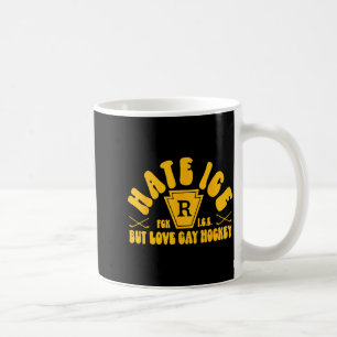 Hate Ice But Love Gay Hockey Funny Gay Hockey LGBT Coffee Mug