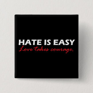 Hate is easy [black]. 2 inch square button