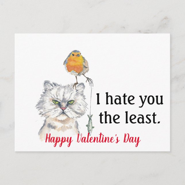 Hate You the Least Funny Valentine Holiday Postcard (Front)