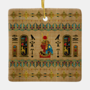 Hathor Egyptian Ornament on papyrus