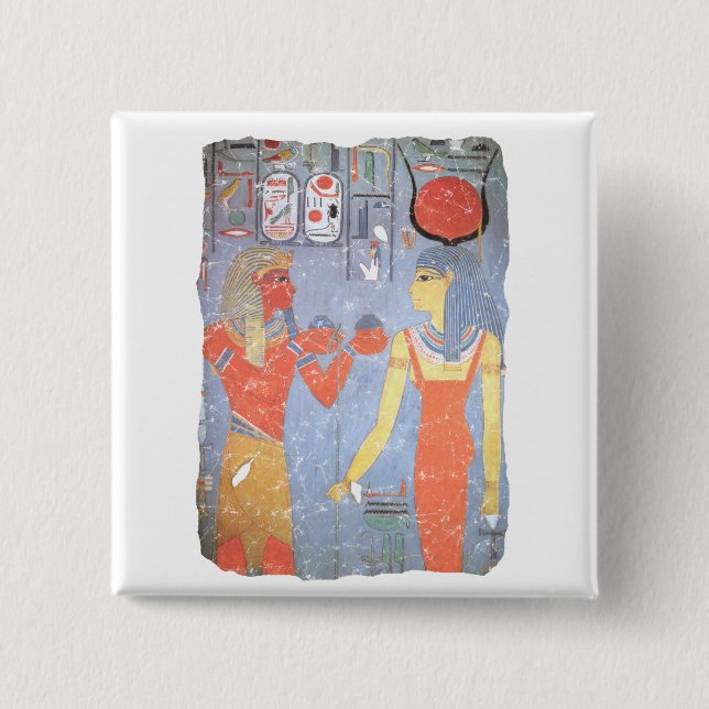 Hathor & Horemheb 2 Inch Square Button (Front)