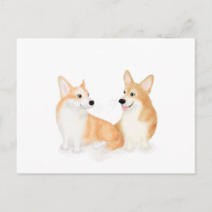 Hatie & Leah cute Pembroke Welsh corgis postcard