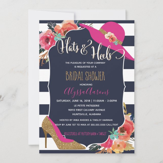 Hats and Heels Bridal Shower Invitation (Front)