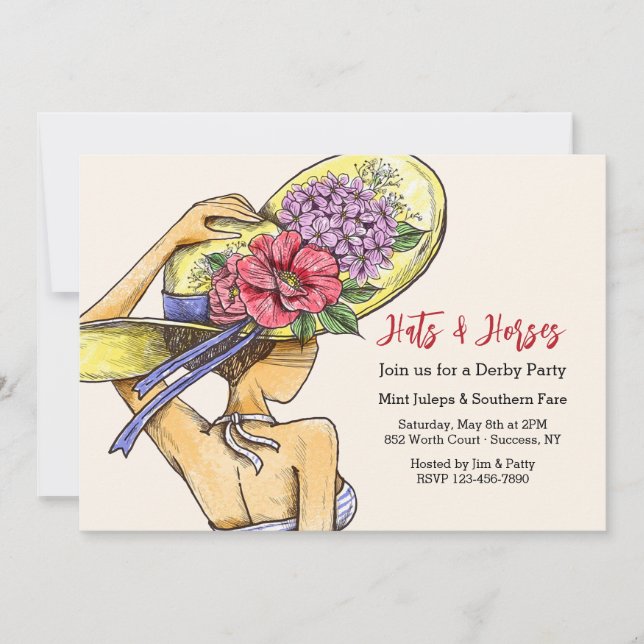Hats and Horses Derby  Invitation (Front)